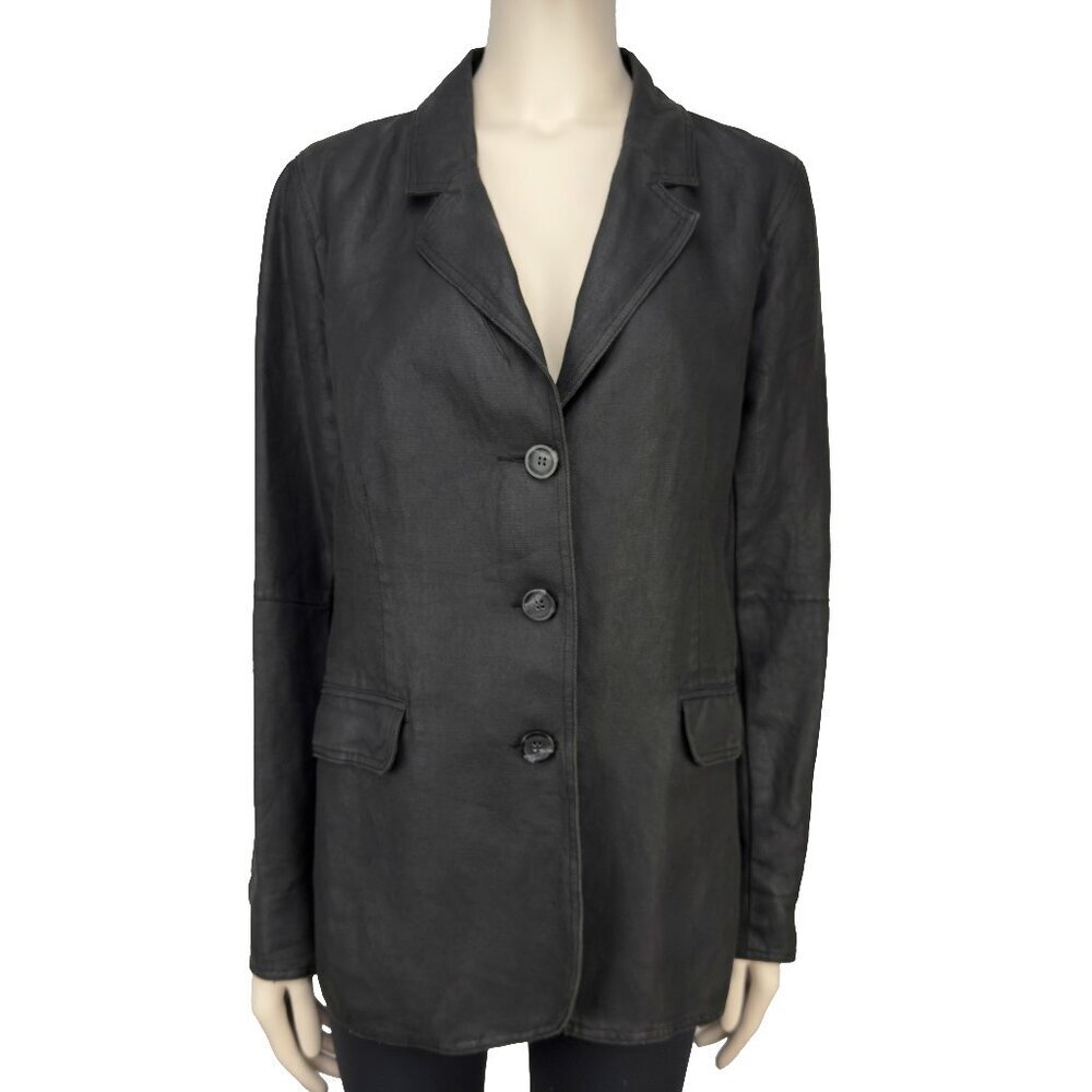 M0851 Cotton Coated Contemporary Désigner Black Blazer Size M